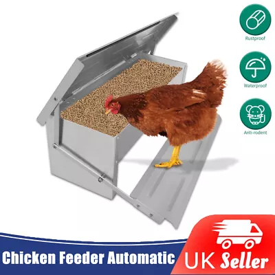  5kg Auto Chicken Treadle Feeder Poultry Food Bowl Hen Duck Quail Feed Metal Uk • £23.50