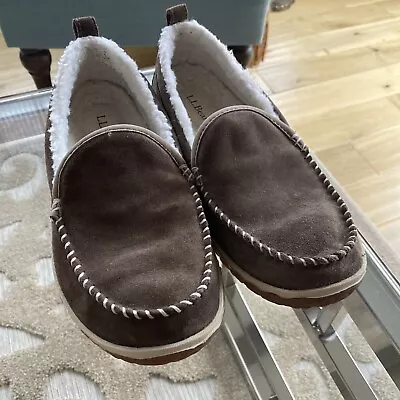 LL Bean Women’s Mountain Moccasin Driving Slippers Padded Fleece Lined Size 8 • $24