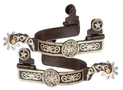 Western Spurs - Men's- Brown Iron - Silver Floral And Star Accents • $61.49