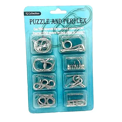 8pc Set Metal Wire Puzzle Brain Teaser IQ Mind Solve 3D Twist Toys Kids Adults • $9.95