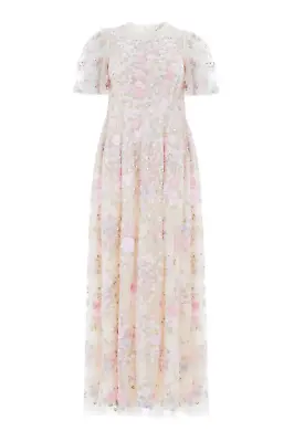 BNWT Needle & Thread UK12 Long Embroidered Floral Pretty Pastel Dress Maxi Boho • £300