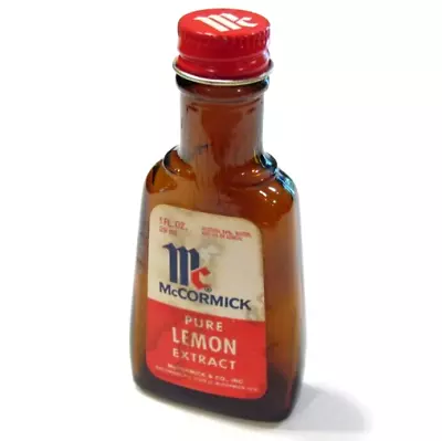 McCormick Pure Lemon Extract Empty Amber Collectible Bottle Red Metal Lid • $5