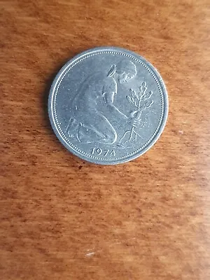 Germany  50 Pfennig Coin  1974 G Mint Circulated. • £1.99