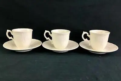 Lot Of 3 Vintage Mikasa China Renaissance White Cups And Saucers D4900 • $24.69