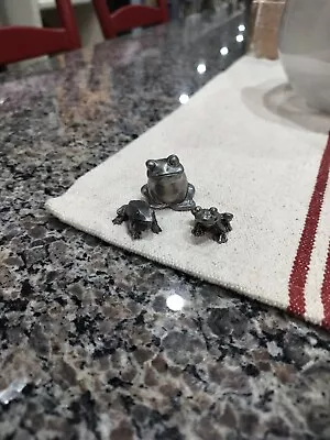 3 Miniature Metal Frog Figurines • $14.99