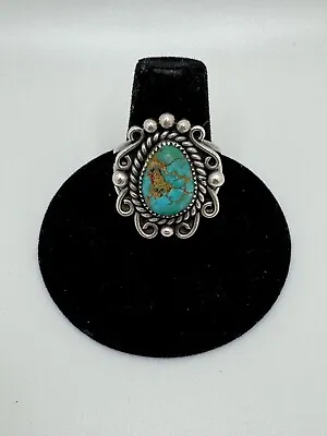 VTG Navajo Sterling Silver Turquoise Nugget Ring Size 7 Southwestern Estate Find • $85