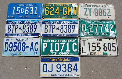 Vintage 10 License Plates From States Mixed License Plates Ratrod NOV 73- DEC 09 • $35