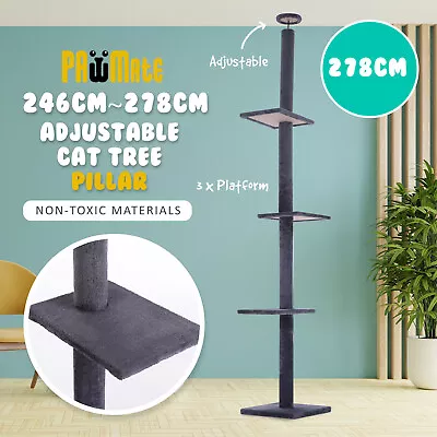 Cat Tree Scratching Post Scratcher Adjustable Floor To Ceiling Condo Tower 278cm • $39.90