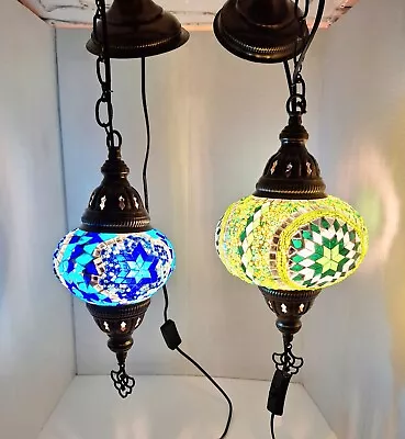 2X Turkish Moroccan Mosaic Ceiling Hanging Pendant Light Fixture Lamp Lantern • $89.99