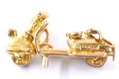 £84.95 • Buy GOLD 9ct Hallmark Scooter Charm Vintage Charm Bracelet Pendant Gift [B]