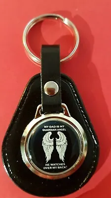 £4.99 • Buy My Mom Is My Gaurdian Angel , She Watches Over My Back ! Gift LEATHER KEYRING