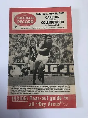 $10 • Buy VINTAGE AFL VFL FOOTBALL RECORD 1973 April 7 - Carlton V Collingwood