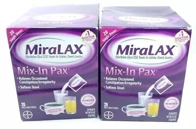 MiraLAX Powder Laxative Constipation Relie 40 Doses Single Packets EXP2/25 READ! • $28.95