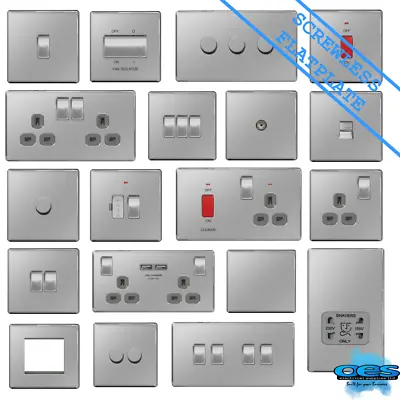 Bg Nexus Flatplate Screwless Light Switch & Socket Brushed/satin Chrome   • £7.94