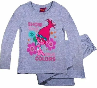 Kids Pyjamas Sets Girls Unisex Nightwear Sleepwear Long Sleeve Characters TROLLS • £8.99