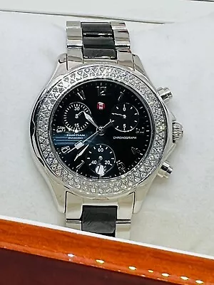 Michele Tahitian Ceramic Diamond & Stainless Steel Chronograph MWW12c000003 • $1095