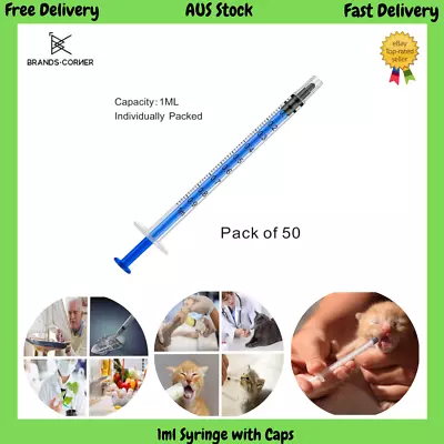 1ml Syringe With Caps 50 PiecesFree Shipping AU • $16.99