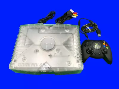 Xbox Original Gaming System Bundle Crystal Clear - Controller & Cables Included • £83.99