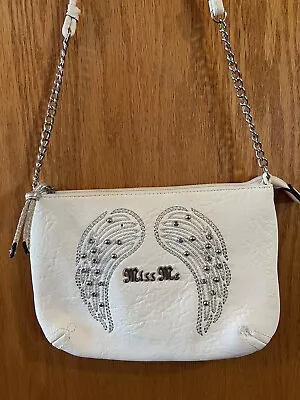 Miss Me White With Silver Sequins Handbag Purse Shoulder Bag Leather • $23.32