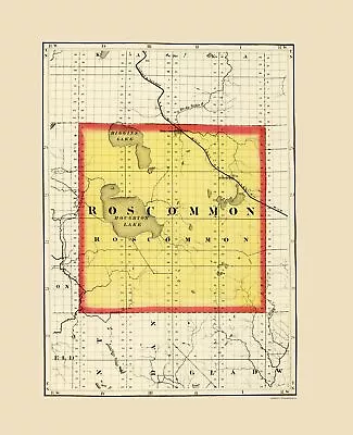 Roscommon County Michigan - Walling 1873 - 23.00 X 28.30 • $94.95