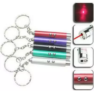 Mini Laser Pointer 2in1 Light Lazer LED Training Torch Cat Dog Fun Toy Keychain • $6.95