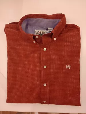 Cinch Mens Red Plaid Long Sleeve Button Down Shirt 17901 Large • $19.97