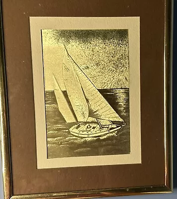 Manifestations Optical Illusionary Sailboat Art Metallic Print Framed 8x10” • $14.99