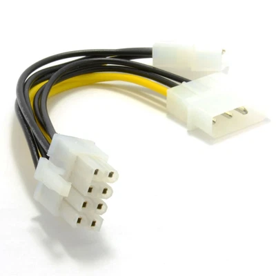 £2.66 • Buy 8 Pin PCI Express Male Plug From 4 Pin Molex LP4 Twin Plugs Power Cable [006337]