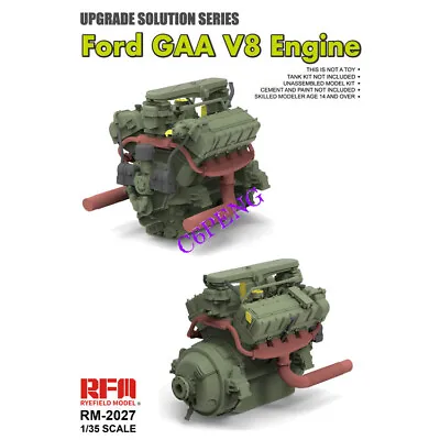 RYEFIELD RM2027 1/35 UPGRADE SOLUTION SERIES Ford GAA V8 Engine Model Kit • $42.01