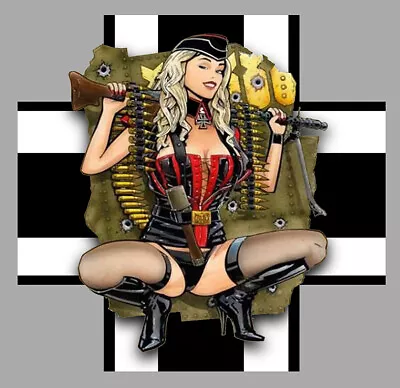 Iron Cross Bomb Pinup Biker Army Ww2 Cox Vw Dub Sticker Pc008 • $4.37