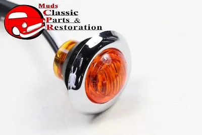 Dual Function Mini Amber Stainless Turn Signal Blinker Light Truck Hot Rat Rod • $30.97