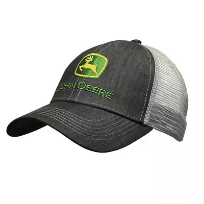 John Deere Men/Unisex One Size 100% Cotton Twill/Trucker Mesh Cap/Hat Charcoal • $33.95