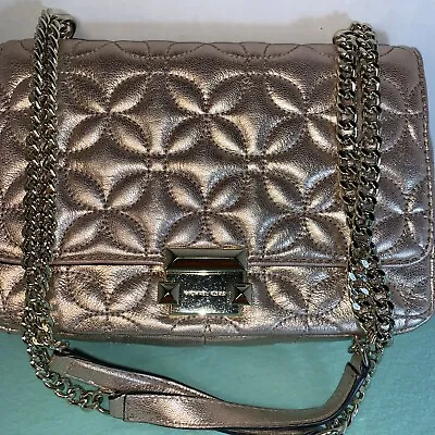 Michael Kors Rose Gold Sloan Quilted Leather Chain Shoulder Bag Purse Crossbody • $100