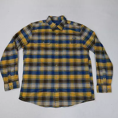 Eddie Bauer Men's Shirt Flannel Size Large Blue Plaid Classic Fit Fishing Travex • $17.88