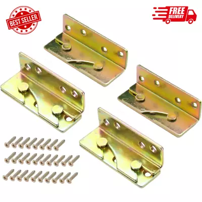 Bed Rail Brackets Bed Frame Hardware Set Of 4 Wooden Bed Brackets With Screws • $21.83