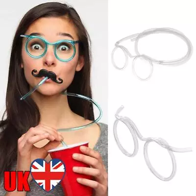 Fun Loop Drinking Straw Eye Glasses Crazy Funky Drinking Tube For Kids Party • £2.87