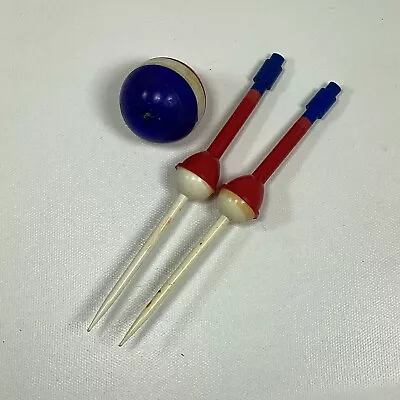 Three Vintage Plastic Fishing Bobber Floats Pencil Ball Red White Blue • $28.49