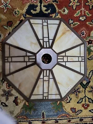 Vtg Art & Craft Mission Stained Slag Glass Lamp Shade Tiffany Style Pyramid • $149.99