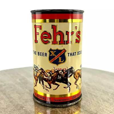 Vtg Fehr’s Brewing Co X/L Crowntainer Beer Can Mug Jockey Horses KY Cone Top Cup • $395.95