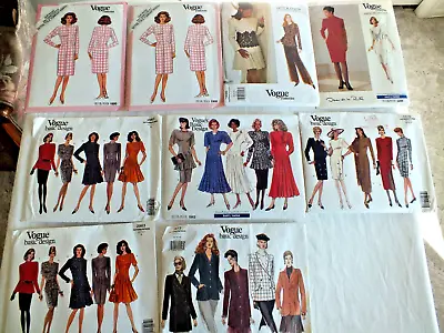 Lot Of 9 VOGUE Sew Patterns Oscar De La Renta Victor Costa Basic Design Sz 12-22 • $48