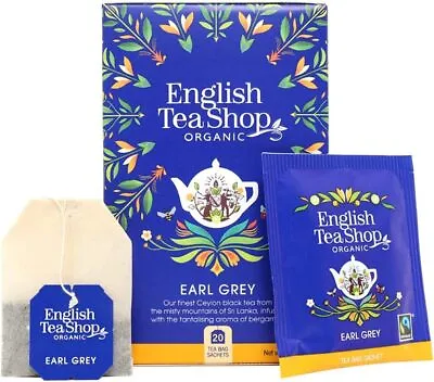 English Tea Shop Organic & Fairtrade Earl Grey - 20 Paper Tea Bag Sachets 45... • £3.91