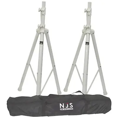 £54 • Buy NJS White Speaker Stand Kit Inc Carry Bag 35MM Tripod Wedding DJ Disco 