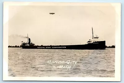 POSTCARD RPPC David M Weir Freighter Steamer Marine City Michigan National Steel • $25.46