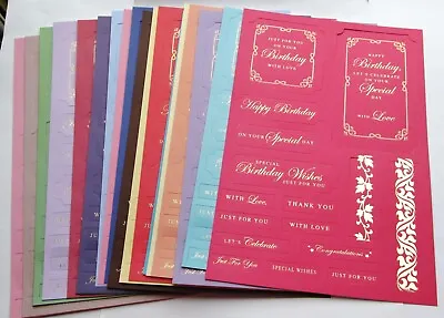 Kanban Foiled Birthday Sentiments Card Toppers & Scrapbook Rainbow Of Colours • £1.25