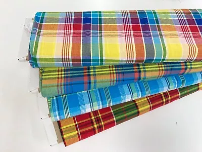 Madras Check Cotton Fabric Shirting Woven Multicoloured Plaid Shirt Dressmaking • £5.10