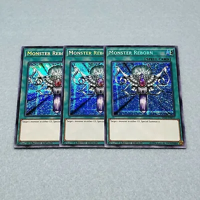 Yugioh Monster Reborn TN19 Limited Edition Prismatic Secret Rare 3 Card Set NM • $17.99