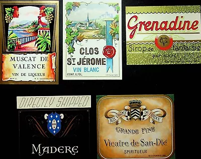 Vintage Lot Of New Unsed Five Wine Labels For Framing - A12-21 • $13