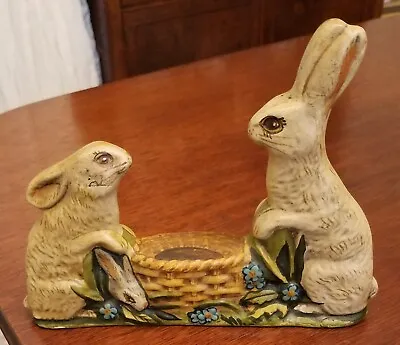 $34.95 • Buy VAILLANCOURT BY GORHAM Three Bunnies With Basket 1987 Hand Painted