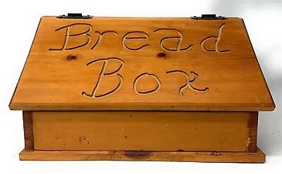 Vintage USA Handmade Wood Bread Box Rustic Farmhouse Kitchen Decor • $17.56