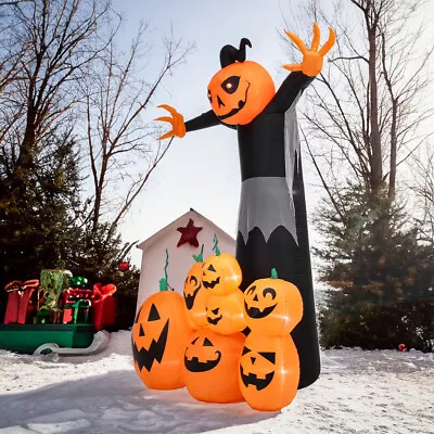 9FT Large Halloween Inflatable Ghost Pumpkin LED Light Blow Up Horror Garden UK • £45.95